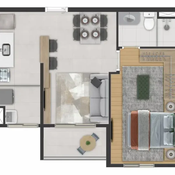 42m_1 quarto com suite_Terraço_1 vaga